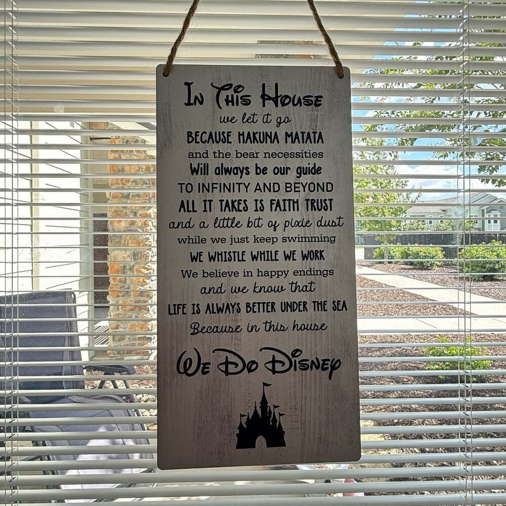In This House We Do Disney Decorative Hanging Wooden Wall Plaque